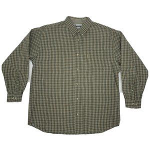 Men's‎ Columbia Long Sleeve Button Down Shirt Pocket Green/Tan Plaid XL